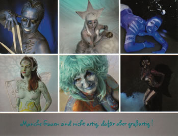 Postkarte Frauen Blau